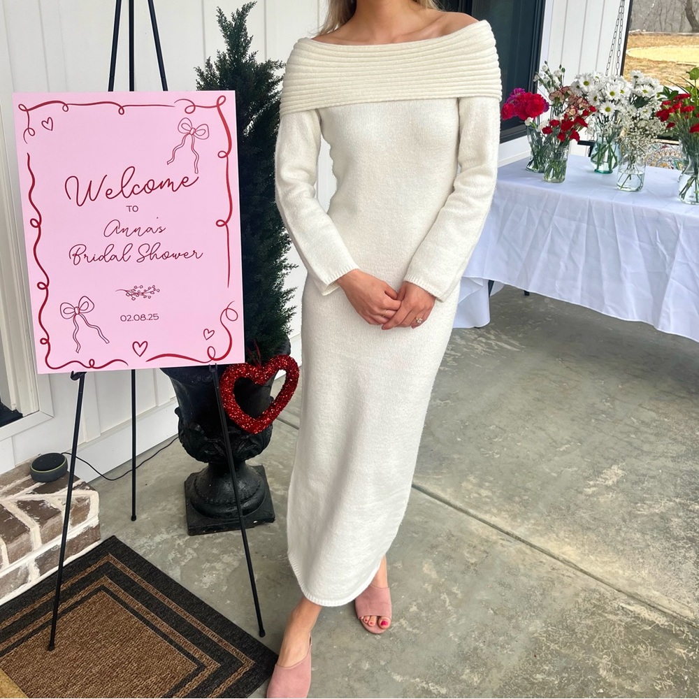 Boohoo Off-Shoulder Ivory Maxi Dress